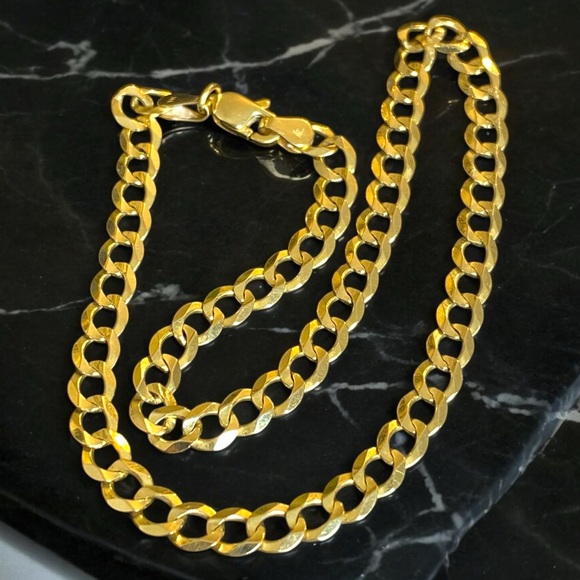 Estate Solid 14k Yellow Gold 5mm CUBAN Link Chain 10.25” Bracelet Anklet!